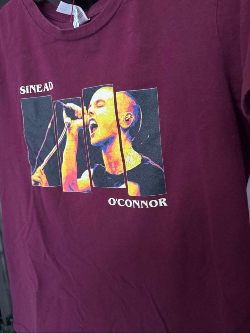 Maroon Sinead O'Connor / black flag bars Graphic Tee, large quality punk t-shirt - Picture 12 of 16